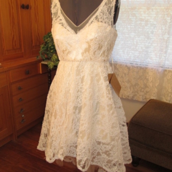 High Low Wedding Prom pageant Shower lace Dress - Picture 3 of 6